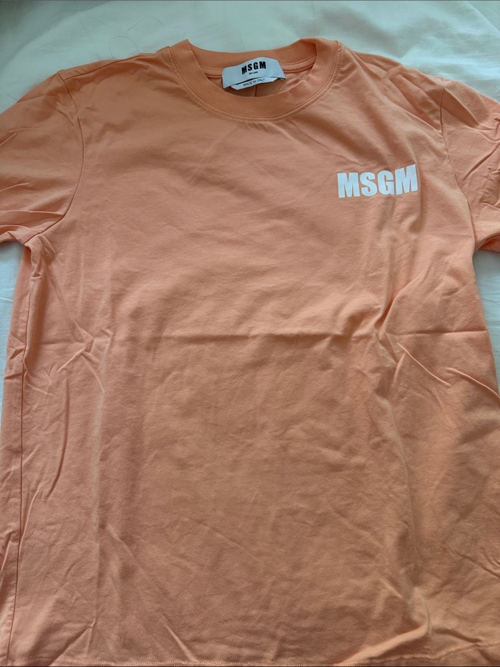 MSGM Womens Short-Sleeve Logo Tee in Peach